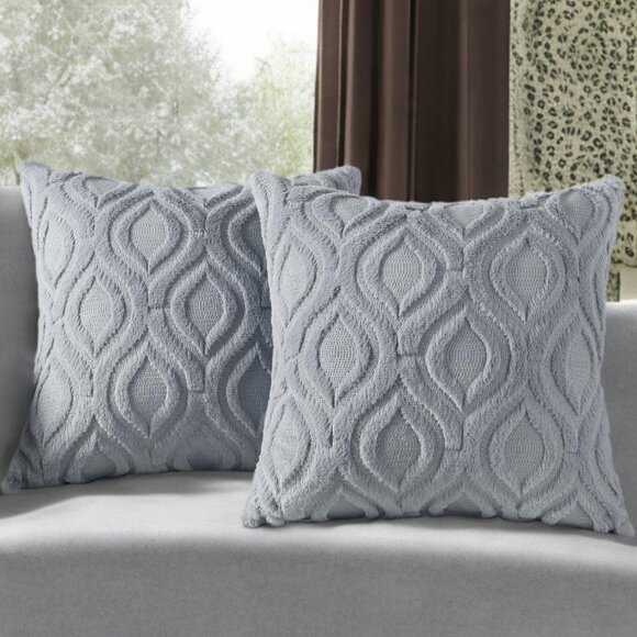 Decorative Pillow Covers Set Boho Gray Soft Accent Couch Cottage Decor 18x18 - Picture 2 of 9